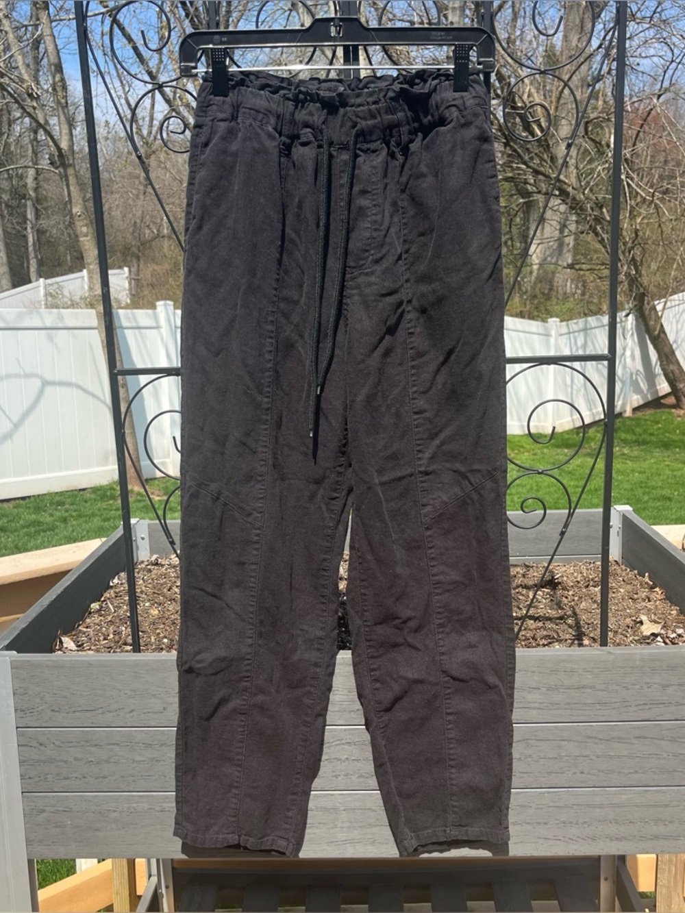 Risen Jeans Black Linen Blend Pull On Drawstring Casual Lightweight Pants Sz S